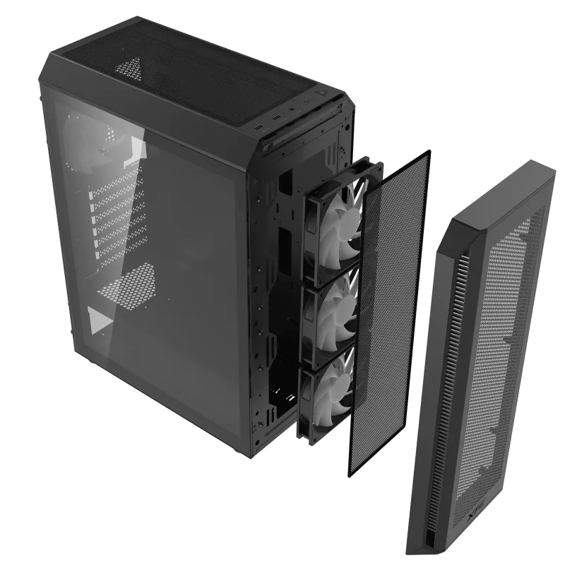 XPG VALOR AIR PLUS MID-TOWER behuizing zwart, midi tower, pc, zwart, ATX, micro ATX, Mini-ITX, SPCC, 16 cm