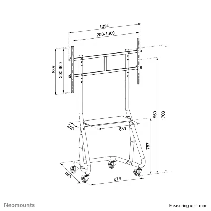 Neomounts NS-M3800 zwart TV-wagen 60-100