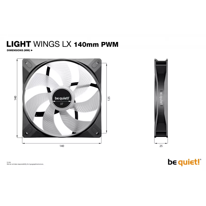 be quiet LIGHT WINGS LX 140mm PWM 3-pack zwart computerbehuizingventilator 14 cm 3 stuks