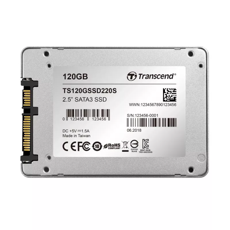 TRANSCEND SSD 220s 120GB 2.5in SATA 6Gb/s TLC aluminium behuizing