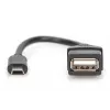 DIGITUS USB 2.0 adapterkabel, OTG, Type Mini-B - A M/F, 20cm, USB 2.0 conform, zwart