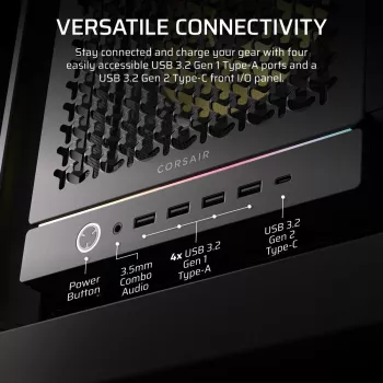 PC-behuizing CORSAIR FRAME 5000D RS ARGB midi-tower zwart — ATX, ondersteunt 3x140mm frontventilatoren, 2,5/3,5-inch drives