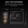 PC-behuizing CORSAIR FRAME 5000D RS ARGB midi-tower zwart — ATX, ondersteunt 3x140mm frontventilatoren, 2,5/3,5-inch drives