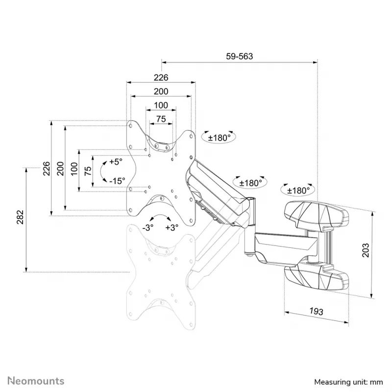 Neomounts TV-wandbeugel WL70-550BL12 23-42 inch 30 kg zwart