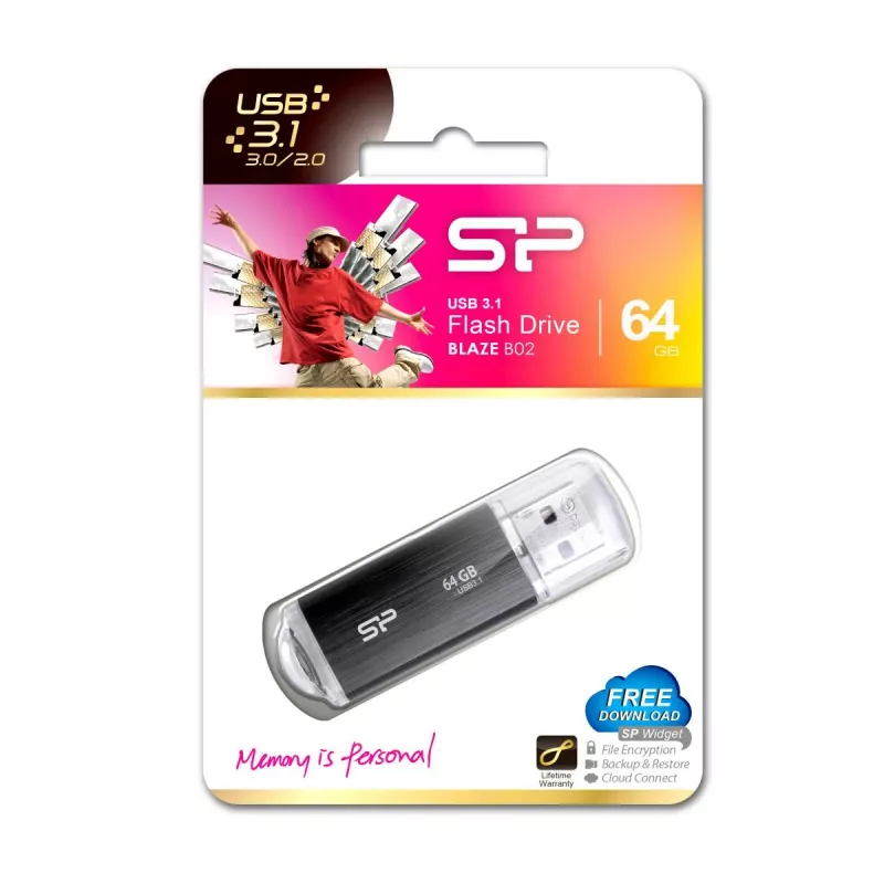 SILICON POWER USB-stick - 64GB Silicon Power USB3.2 B02 zwart