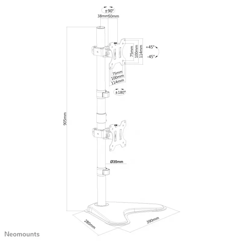 Neomounts FPMA-D550DDVBLACK monitorstandaard 10-32 inch - verticale montage