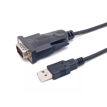 Equip USB-A naar serieel (DB9) kabel, M/M 1,5m, zwart, 1,5 m, USB Type-A, DB-9, stekker, stekker