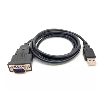 Equip USB-A naar serieel (DB9) kabel, M/M 1,5m, zwart, 1,5 m, USB Type-A, DB-9, stekker, stekker