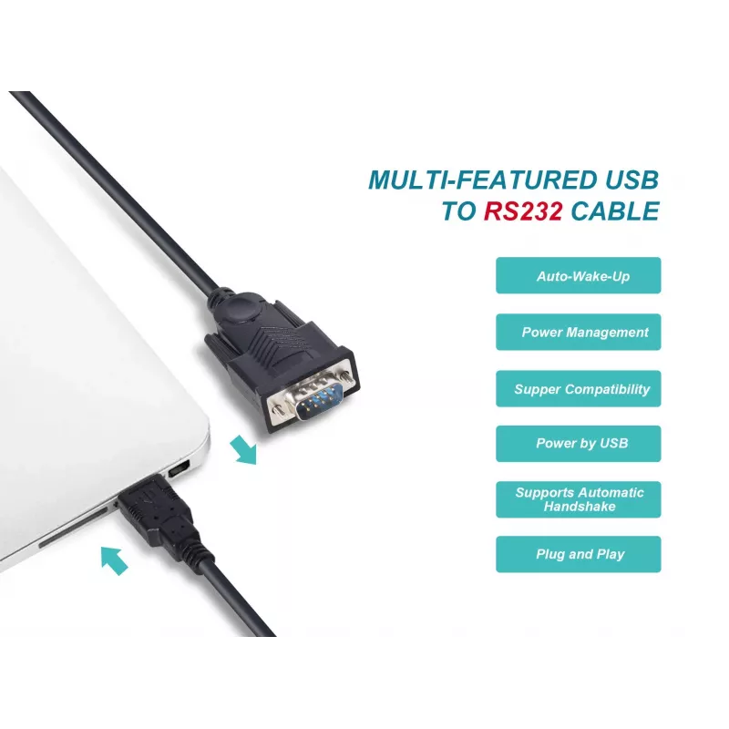 Equip USB-A naar serieel (DB9) kabel, M/M 1,5m, zwart, 1,5 m, USB Type-A, DB-9, stekker, stekker