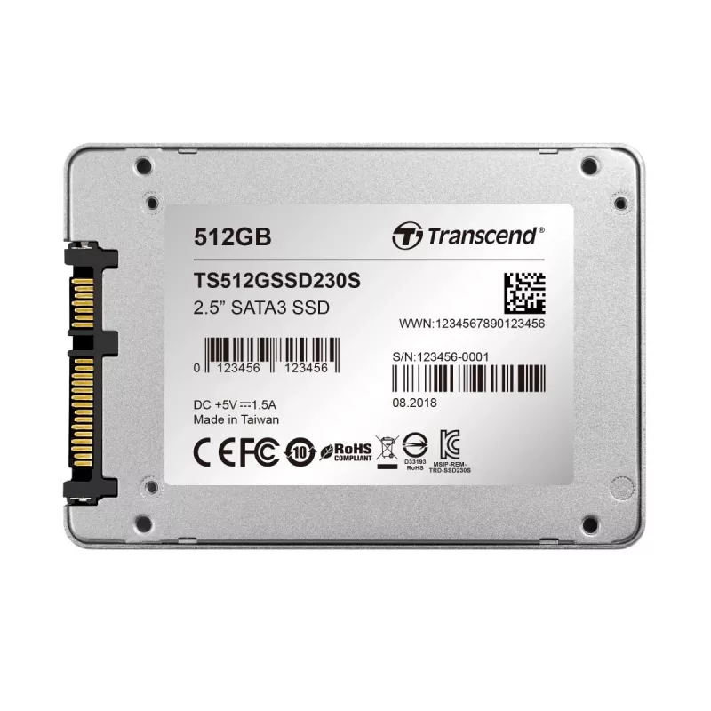 TRANSCEND SSD 230s 512GB 2,5 inch SATA III 6Gb/s TLC aluminium behuizing
