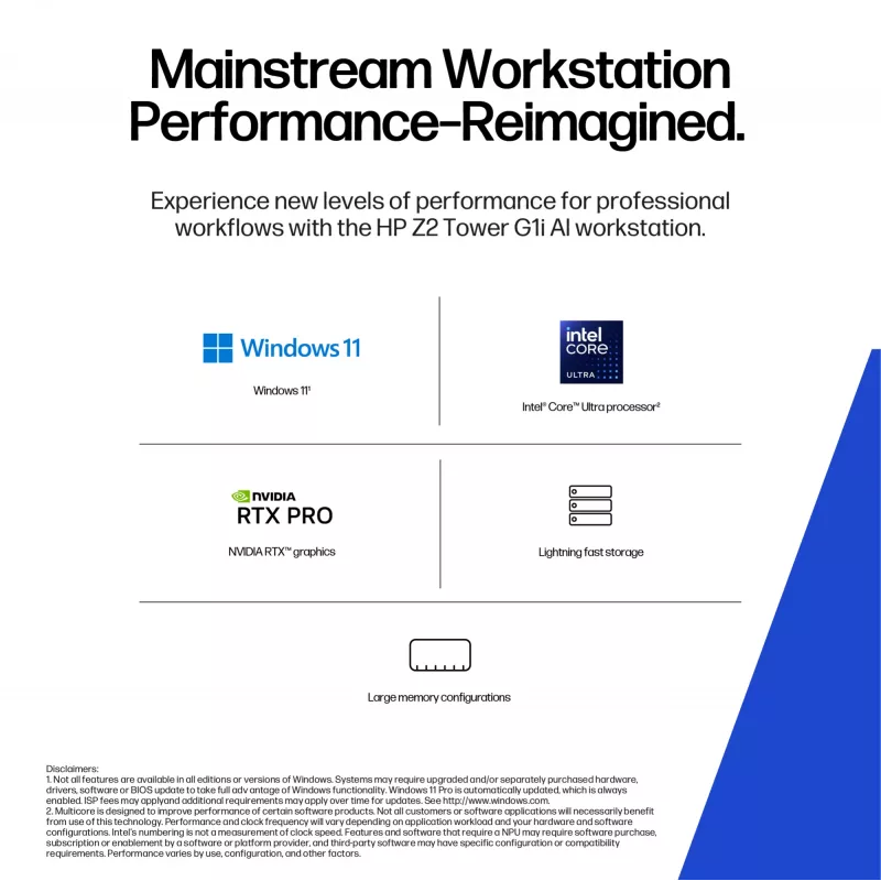 HP Z2 Tower G1i Intel Core Ultra 7 265K 32 GB DDR5-SDRAM NVIDIA RTX A1000 Windows 11 Pro workstation AI-workstation, AI-pc