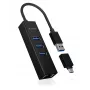 ICY BOX IB-HUB1419-LAN USB 3.2 Gen 1 (3.1 Gen 1) Type-A zwart