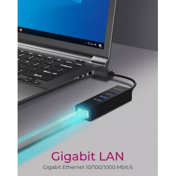 ICY BOX IB-HUB1419-LAN USB 3.2 Gen 1 (3.1 Gen 1) Type-A zwart