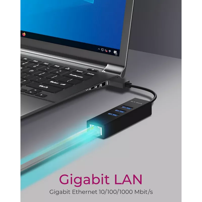 ICY BOX IB-HUB1419-LAN USB 3.2 Gen 1 (3.1 Gen 1) Type-A zwart