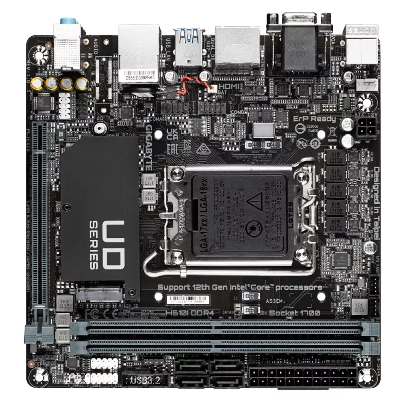 Moederbord GIGABYTE H610I DDR4, Intel LGA 1700, Mini-ITX