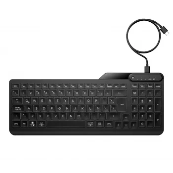 HP 405 multi-device verlicht bedraad toetsenbord, volledig formaat (100%), bedraad, USB, membraan, zwart