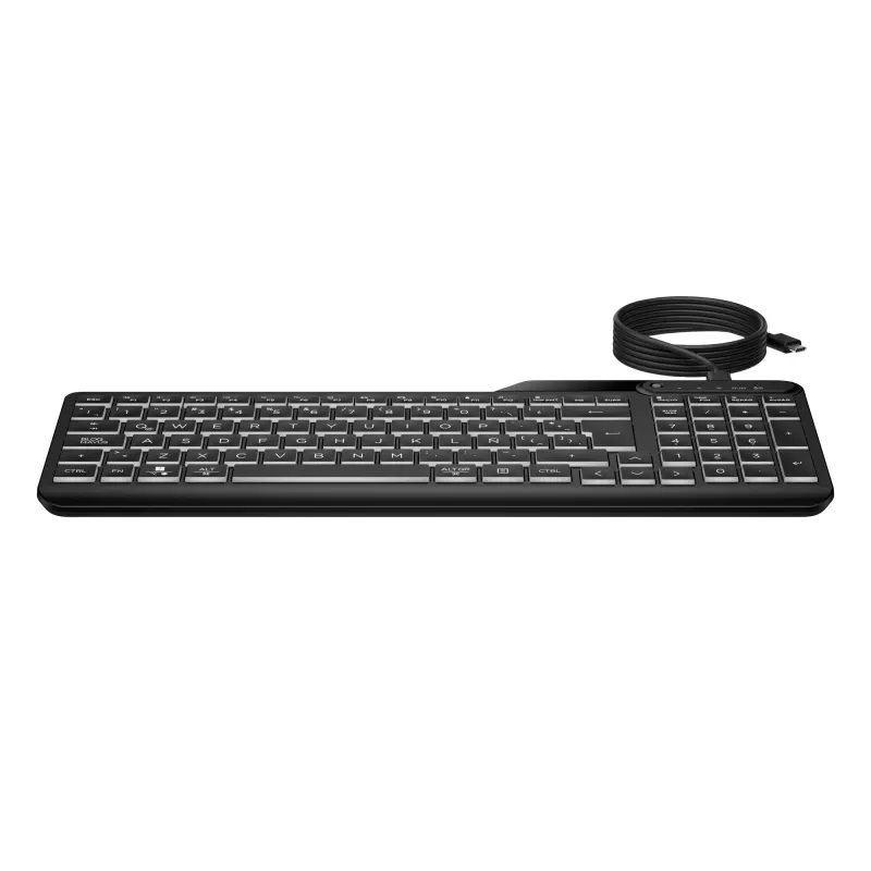 HP 405 multi-device verlicht bedraad toetsenbord, volledig formaat (100%), bedraad, USB, membraan, zwart