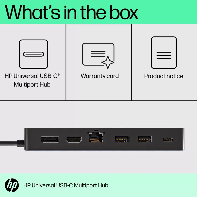 HP Universal USB-C multiport hub USB 3.2 Gen 1 Type-C zwart