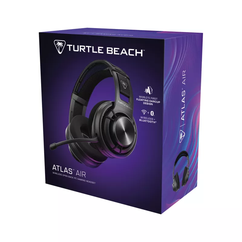 Turtle Beach Atlas Air draadloze open-back pc-gaming-headset met 24-bit high-fidelity-audio, broadcast-microfoon, zwevende oorschelp, memory foam-kussens en Bluetooth voor pc