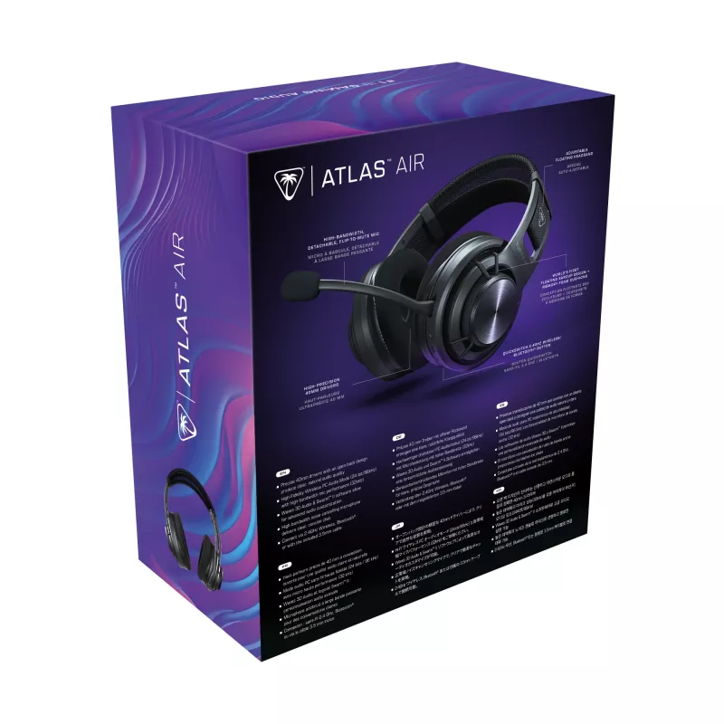 Turtle Beach Atlas Air draadloze open-back pc-gaming-headset met 24-bit high-fidelity-audio, broadcast-microfoon, zwevende oorschelp, memory foam-kussens en Bluetooth voor pc