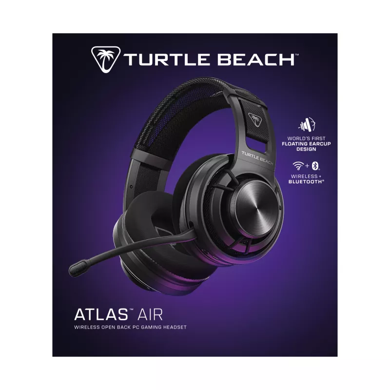 Turtle Beach Atlas Air draadloze open-back pc-gaming-headset met 24-bit high-fidelity-audio, broadcast-microfoon, zwevende oorschelp, memory foam-kussens en Bluetooth voor pc