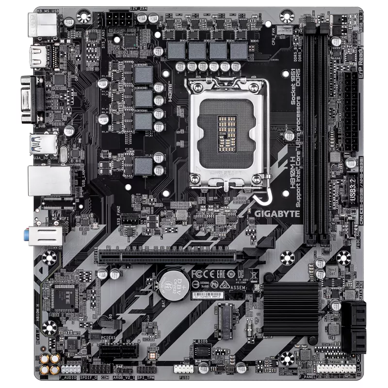 Moederbord GIGABYTE H810M H Micro ATX, Intel H810 chipset, LGA 1851, DDR5, 2x DIMM tot 128 GB, PCIe 4.0, HDMI 2.1