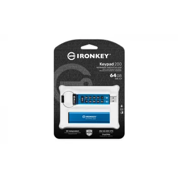 Kingston Technology IronKey 64GB Keypad 200, FIPS 140-3 Level 3, AES-256 hardware-versleuteld