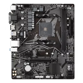 GIGABYTE A520M S2H moederbord - ondersteunt AMD Ryzen 5000 serie AM4 CPU's, 4+3 fasen Pure Digital VRM, tot 5100MHz DDR4 (OC), PCIe 3.0 x4 M.2, GbE LAN, USB 3.2 Gen 1