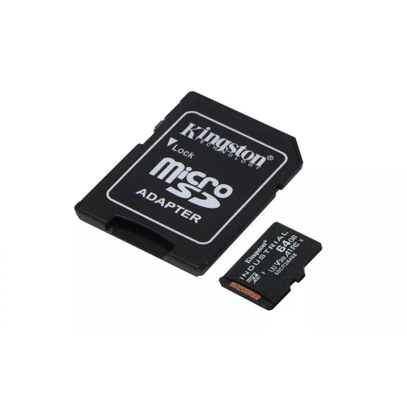 Kingston Technology 64 GB microSDXC Industrial C10 A1 pSLC-kaart + SD-adapter