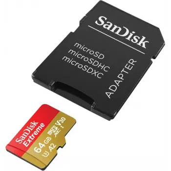 WESTERN DIGITAL Extreme microSDXC 64GB SD-adapter actiecamera's en drones 170MB/s 80MB/s A2 C10 V30 UHS-I U3