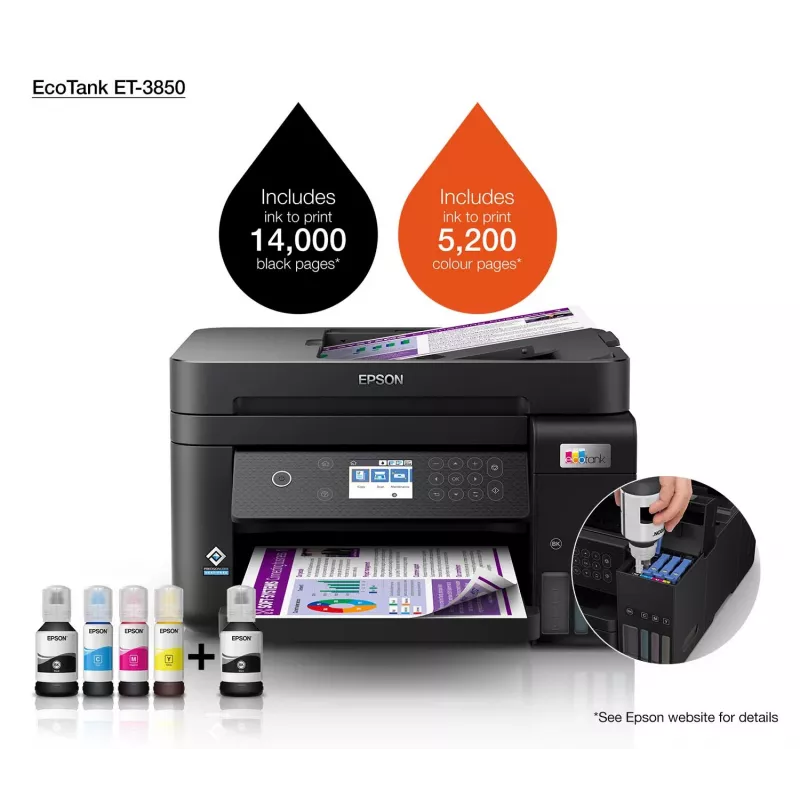 Epson EcoTank ET-3850 Inkjet A4 4800 x 1200 DPI 33 ppm Wi-Fi