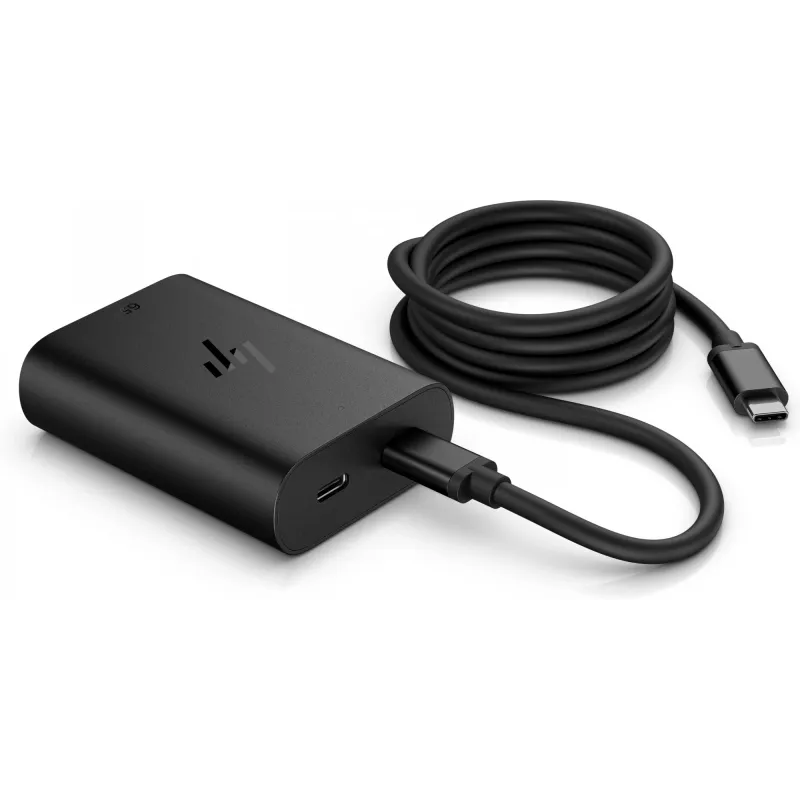 HP 600Q7AA 65 W GaN USB-C laptoplader, 2× USB-C, 20 V, zwart