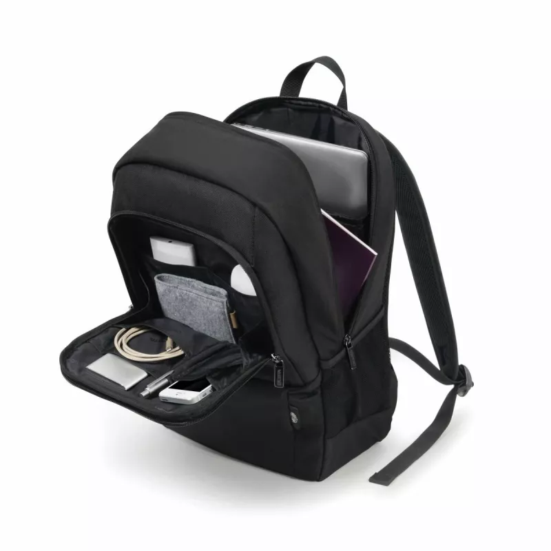 DICOTA Eco Backpack Base – 15-17,3in notebookrugzak – zwart / 300d Rpet polyester
