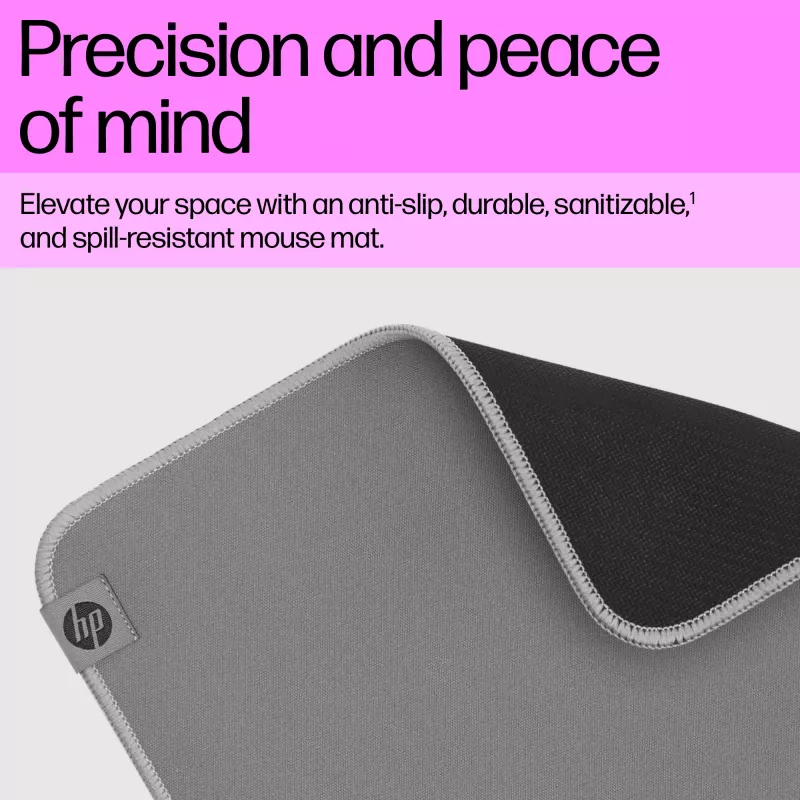 HP 100 desinfecteerbare muismat, grijs, effen, polyester, rubber