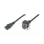 DIGITUS netkabel UK-stekker 90° haaks - C13 M/F 2m H05VV-F3G 1,00 qmm zekering 5A zwart