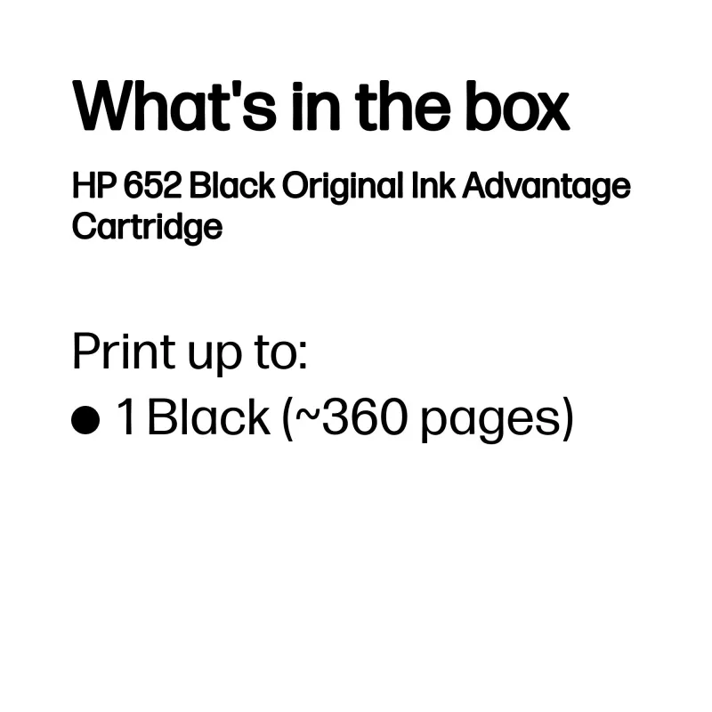 HP 652 zwart originele Ink Advantage-cartridge
