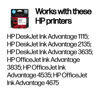 HP 652 tri-color originele Ink Advantage-printercartridge, cyaan, magenta, geel, 1 st., 200 pagina's