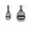 DIGITUS mini DP naar DP 8K 60 Hz. DP 1.4 aluminium behuizing zwart 2 m