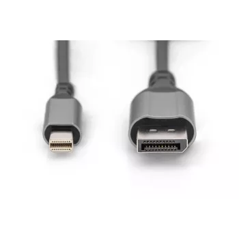 DIGITUS mini DP naar DP 8K 60 Hz. DP 1.4 aluminium behuizing zwart 2 m