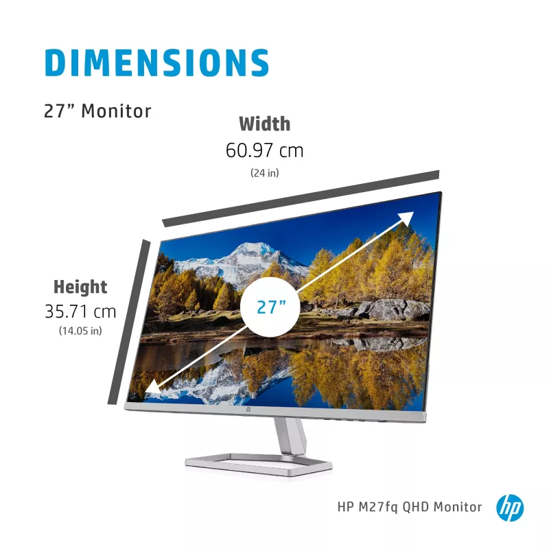 Monitor HP M27fq 27 inch Quad HD 2560x1440 IPS LCD, 300 cd/m², 75 Hz, 5 ms, zilver