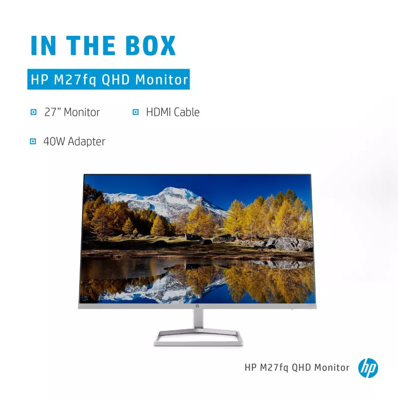 Monitor HP M27fq 27 inch Quad HD 2560x1440 IPS LCD, 300 cd/m², 75 Hz, 5 ms, zilver