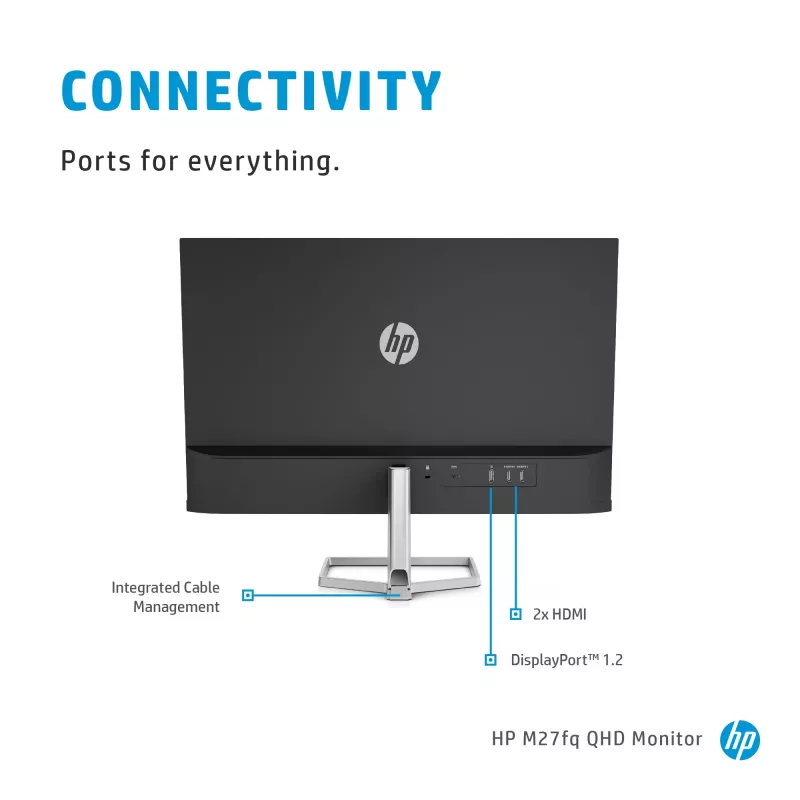 Monitor HP M27fq 27 inch Quad HD 2560x1440 IPS LCD, 300 cd/m², 75 Hz, 5 ms, zilver