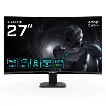 GIGABYTE GS27FC2 27 inch FHD curved gaming monitor – 1920 x 1080, 240 Hz, 1, 350 cd/m², HDR Ready, HDMI 2.0, DisplayPort 1.4