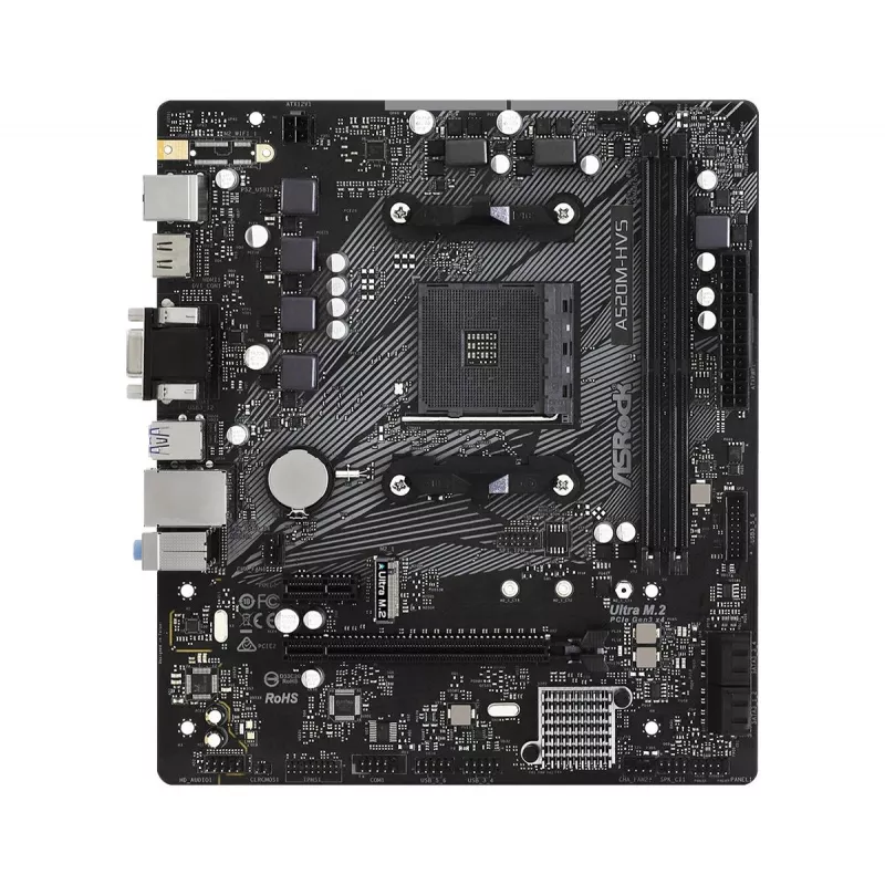 ASRock Moederbord A520M-HVS AM4 AMD A520 2 X DDR4 USB 3.2 SATA 3 7.1ch HD Audio mATX