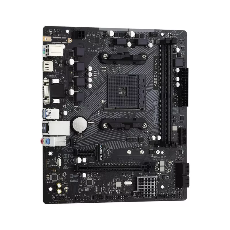 ASRock Moederbord A520M-HVS AM4 AMD A520 2 X DDR4 USB 3.2 SATA 3 7.1ch HD Audio mATX