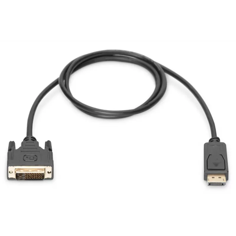 DIGITUS DisplayPort-adapterkabel, DP - DVI (24+1) M/M, 2 m met vergrendeling, DP 1.2 compatibel, CE zwart