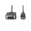 DIGITUS DisplayPort-adapterkabel, DP - DVI (24+1) M/M, 2 m met vergrendeling, DP 1.2 compatibel, CE zwart