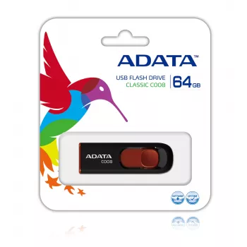 ADATA C008 64 GB USB-stick USB Type-A 2.0 zwart, rood