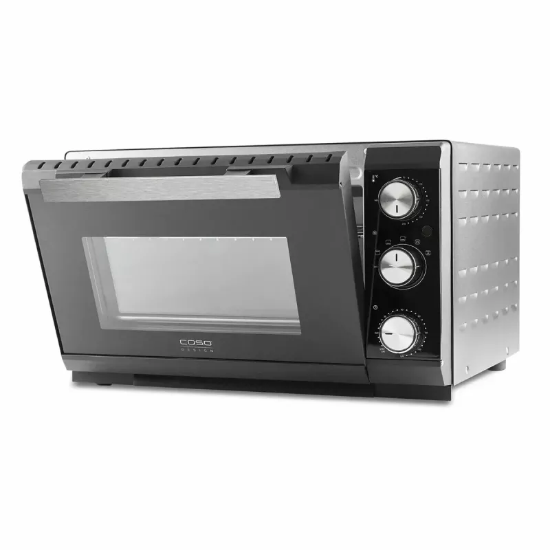 Caso TO 20 Design-Oven elektrische mini-oven, 20 l, 1500 W, heteluchtfunctie, draaispit, timer, tot 230 °C, Cool-Touch-behuizing, zwart