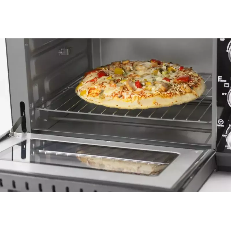 Caso TO 20 Design-Oven elektrische mini-oven, 20 l, 1500 W, heteluchtfunctie, draaispit, timer, tot 230 °C, Cool-Touch-behuizing, zwart